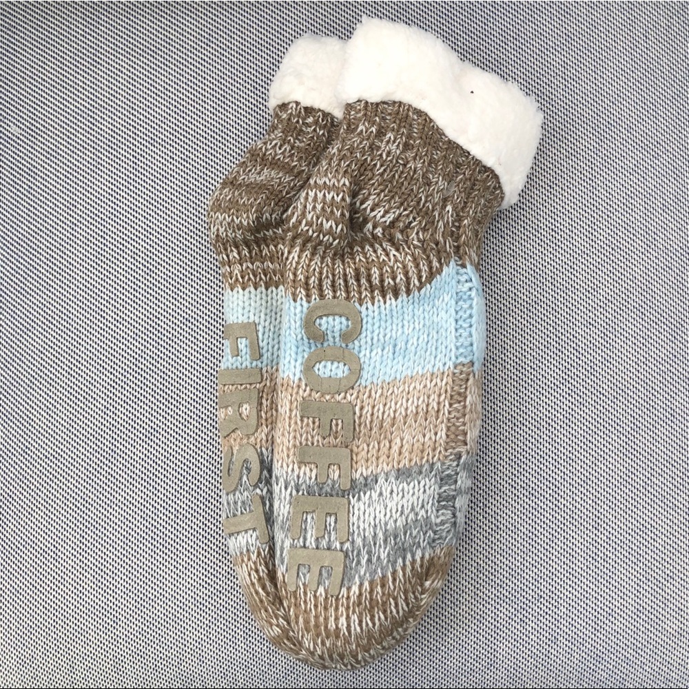 NWOT - “Coffee First” Gripper Slipper Socks